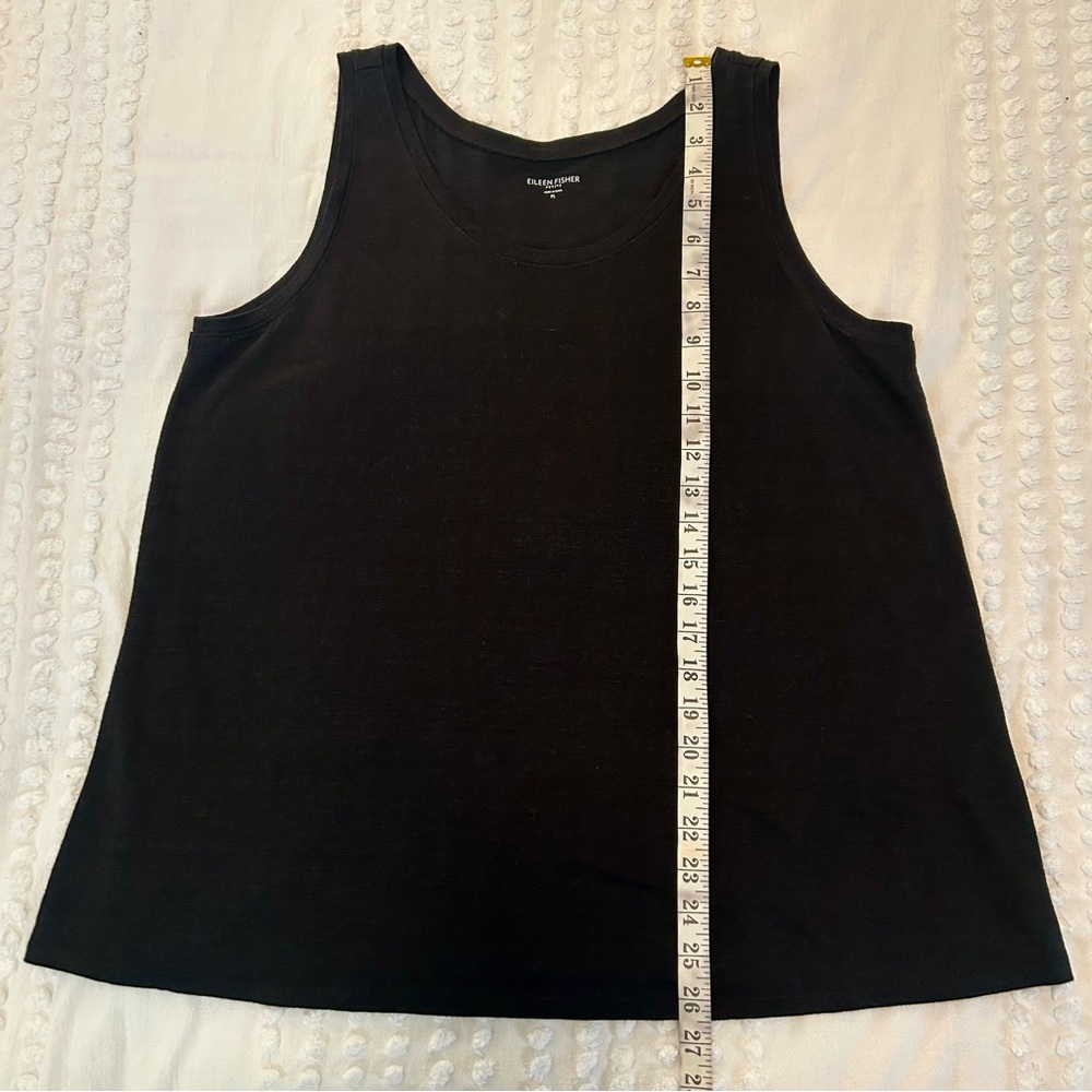 Eileen Fisher 100% Linen Jersey Black Scoop Neck Tank Sz Petite L - Picture 8 of 12